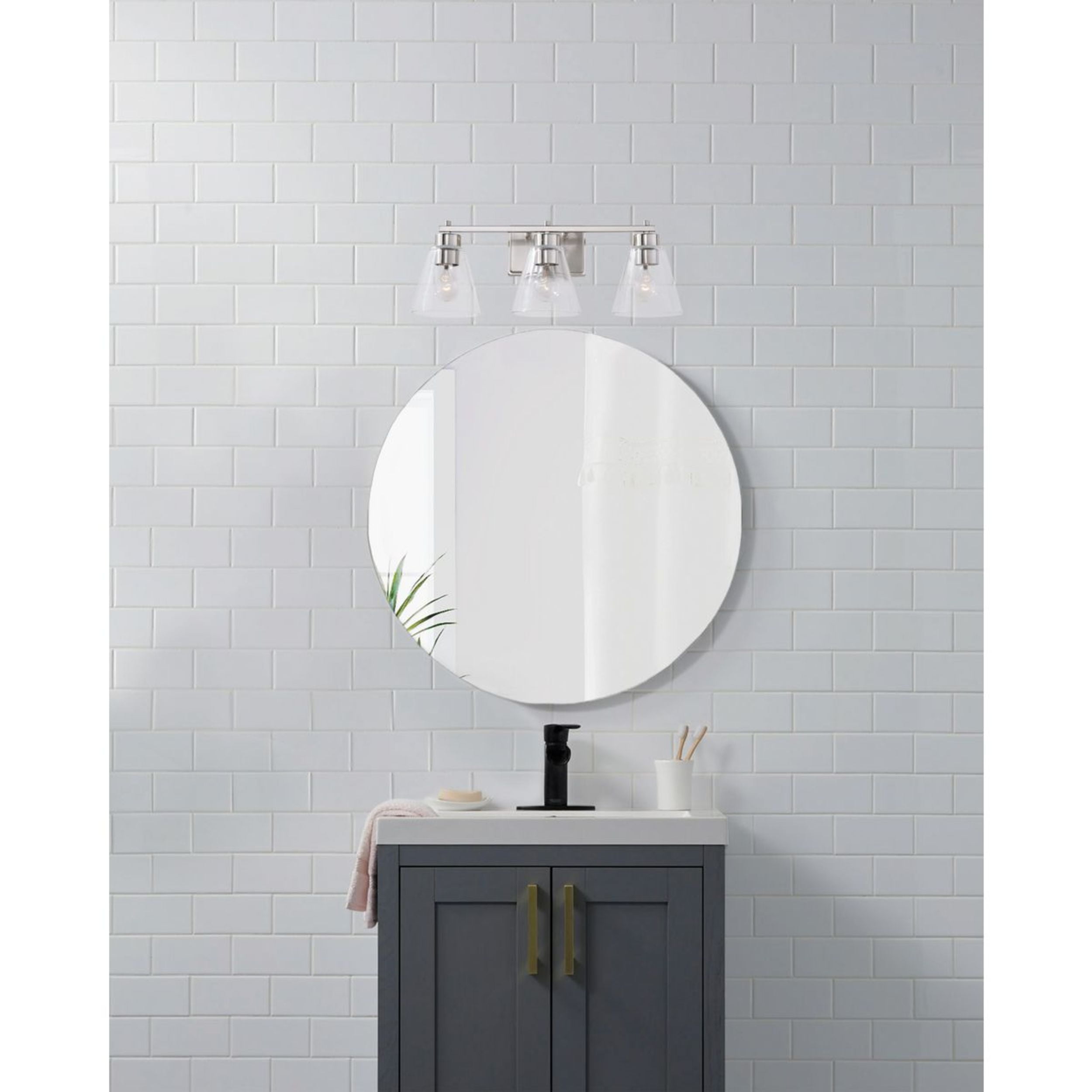 Better Homes and Gardens 22" Modern Dimmable 3-Light Vanity, Silver, Medium Base Bulb, Bathroom Light