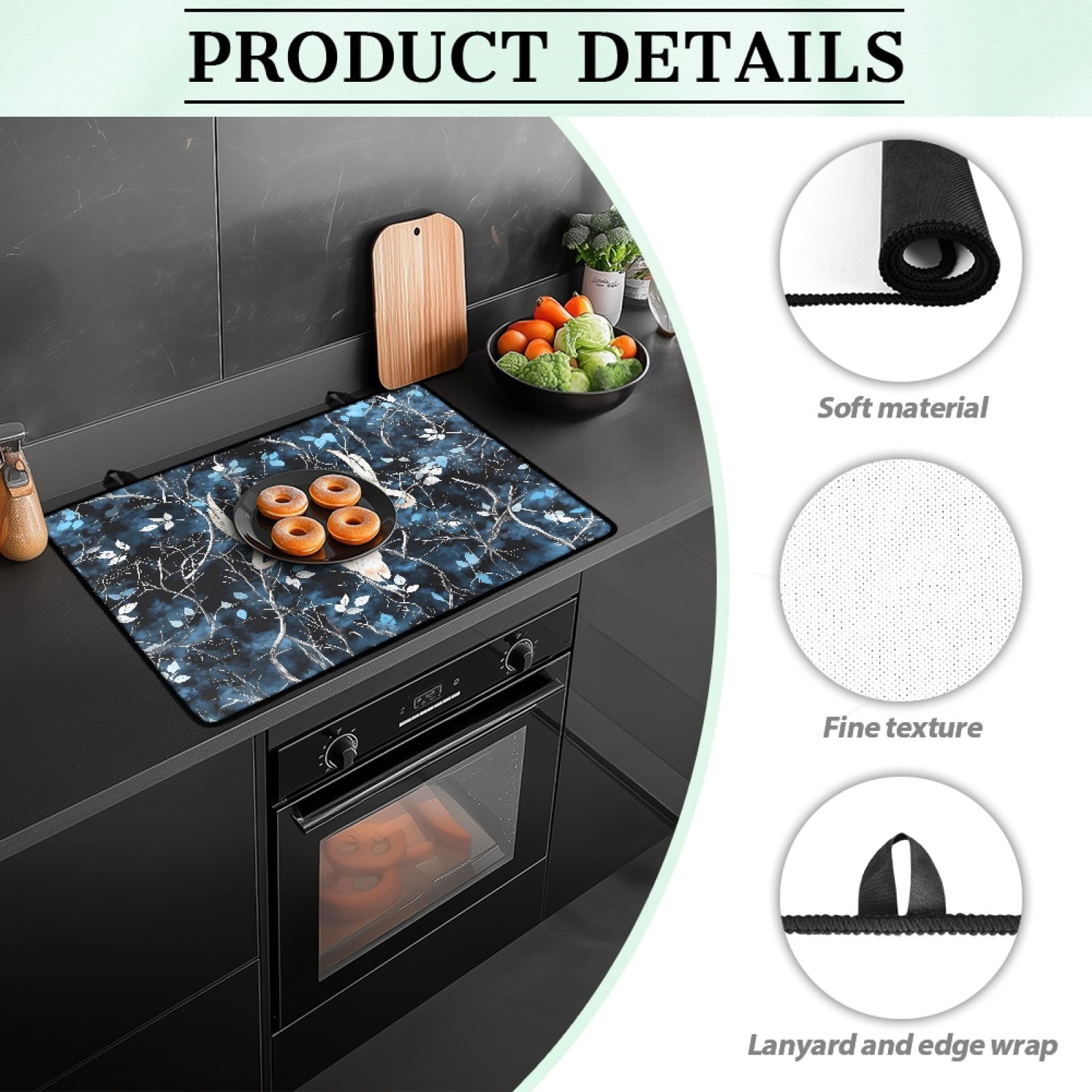 Renewold Electric Stove Cover Glass Stove Top Cover Heat Resistant Anti-slip Stovetop Protector Cover Cooktop Mat Extra Counter Space Extra Large, Deer Skull Camo Hunting Forest