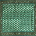 thumbnail image 1 of Ahgly Company Machine Washable Indoor Square Persian Turquoise Blue Traditional Area Rugs, 4' Square, 1 of 4