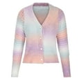 thumbnail image 4 of Fesfesfes Sweater Jacket for Women Casual Long Sleeve Button Tie-dyed Short Sweater Ladies Outwear, 4 of 6