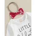 thumbnail image 6 of Bslissey 3M 6M 12M 18M Baby Girl Valentine's Day Clothes Long Sleeve Letter Print Romper + Heart Print Flare Pants + Headband 3Pcs Outfits Newborn Infant Cute Pants Set, 6 of 9