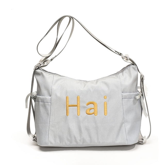 Bolso Hobo Elegante para Mujer Al Aire Libre Con Letras Bordadas Gran Capacidad Lona