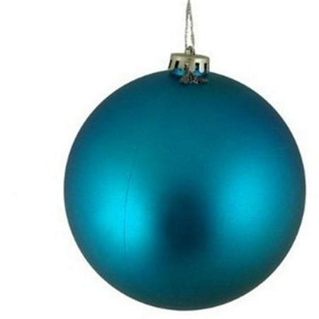 Queens of Christmas WL-ORN-BLKM-80-AQ-UV 80 mm Matte Aqua Ball Ornament with Wire & UV Coating
