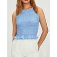 thumbnail image 2 of Biezeib Women's Solid Color Tank Tops, Fashion Sleeveless Round Neck Ruffle Hem Smocked Tops, 2 of 6