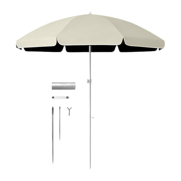 Sombrilla pequeña para patio, de 2 metros de largo, resistente, con varillas resistentes, portátil, para picnic al aire libre, para parques y césped. beige