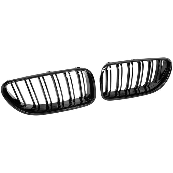 Unique Bargains Pair Glossy Black Front Car Grille Double Line 4 Door for BMW F06