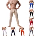 thumbnail image 4 of ALSLIAO - Mallas de compresión de seda fina para hombre, pantalones largos, ropa interior, color gris, talla 2XL, 4 of 8