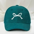 thumbnail image 2 of Women's Vintage Corduroy Adjustable Baseball Cap Bow Embroidery Casual Hat for Spring Green Free Size, 2 of 2