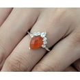 thumbnail image 4 of Amazing Carnelian Agate Engagement Ring-Unique Agate Promise Ring Sterling Silver-Agate Halo Ring Gift For Her-Red Carnelian Wedding Ring, 4 of 24