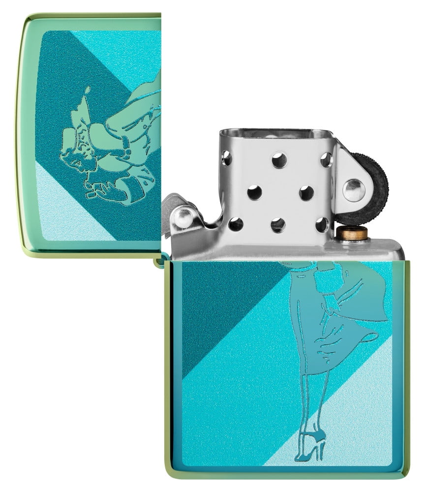 Zippo Windy Design High Polish Teal Pocket Lighter