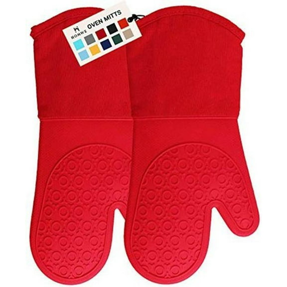 HOMWE Professional Silicone Oven Mitt, Oven Mitts with Quilted Liner, Heat