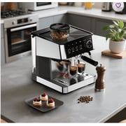 Espresso Machine with Grinder, 15 Bar Expresso Coffee Machines with Milk Frother Steam Wand, Professional Espresso Maker with Removable Water Tank, Cappuccino & Latte Machine