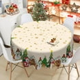 thumbnail image 5 of Eikione Round Christmas Tablecloth 60 Inch, Santa Claus Snowman Xmas Tree Champagne Tablecloth, Oil Proof Dining Table Cover for Party, 5 of 5