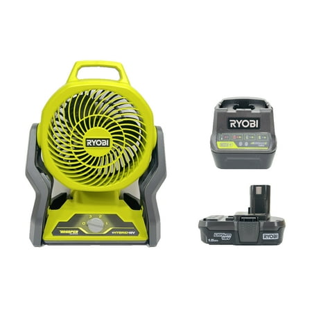 RYOBI ONE+ 18V Cordless Hybrid 7-1/2 in. Fan with Battery and Charger (Bulk Packaged)