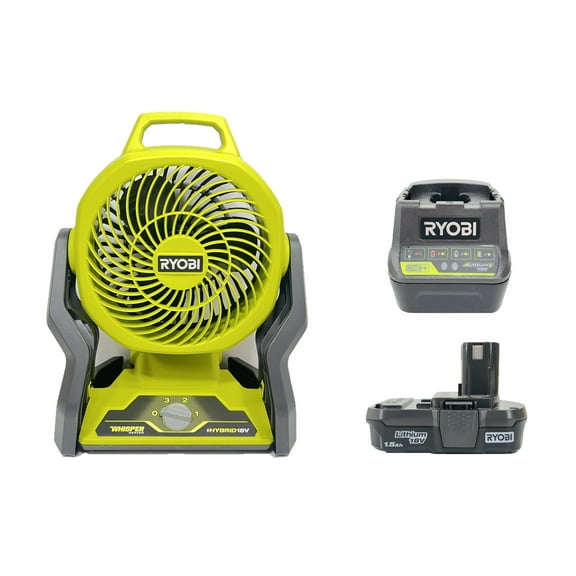 RYOBI ONE 18V Cordless Hybrid 7-1/2 in. Fan with Battery and Charger (Bulk Packaged)