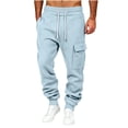 thumbnail image 2 of Men's Jogger Sweatpants Cargo Pockets Drawstring Waist Tapered Ankle Loose Fit Casual Athletic Everyday Outdoor Pants, 2 of 5