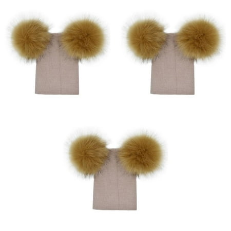 

3pcs Baby Girls Boys Double Pompom Hat Crochet Knitted Winter Warm Faux Fur Ball Hat Beanie Bonnet