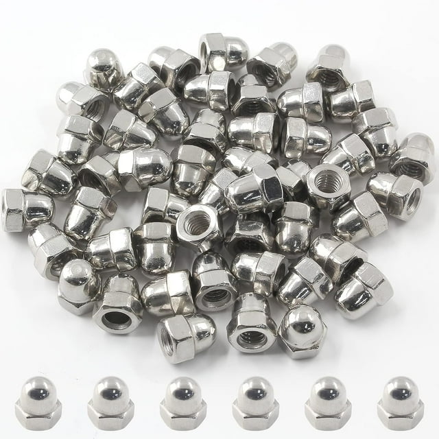 50 Pcs Écrous de Capuchon de Gland M4, Écrous de Tête de Dôme en Acier Inoxydable 304, Écrous Décoratifs Ronds