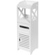 thumbnail image 1 of Etna Bathroom Storage Cabinet Tower - Freestanding Restroom Organizer Rack, White Bath Room Shelf Unit with Tissue Holder, 1 of 5