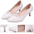 thumbnail image 3 of 1 par de zapatos de tacón alto con encaje puntiagudo para novia, sexys, para boda (blancos), 3 of 7