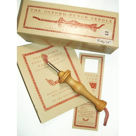 

Oxford Wood Punch Needle Rug Hooking Tool #10 1/4 Regular w/ Box Booklet