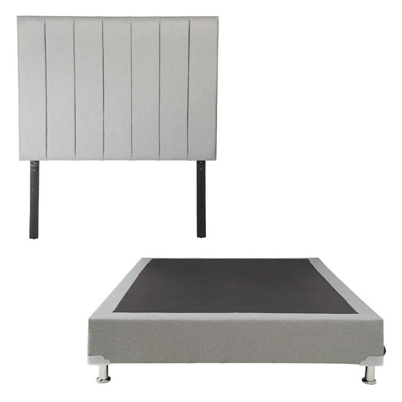 Box Base Cama Individual + Cabecera Argos Gris Dicasa Quantum