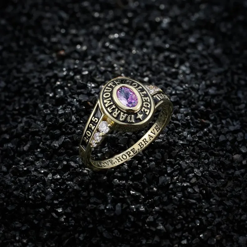 Graduation Class Ring with Customized Engravements,Custom Birthstone Class Ring with Name,Jewelry for College Graduation School Name