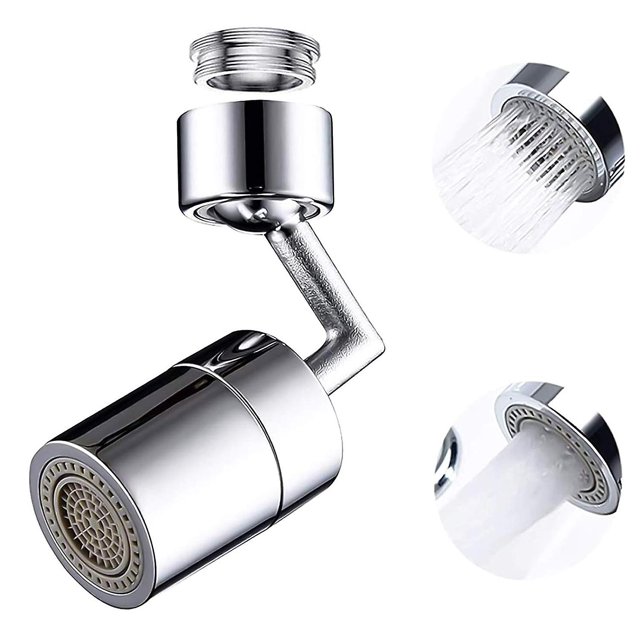 Grifo universal con filtro contra salpicaduras, aireador extensor de grifo giratorio 720 con 2 modos de salida de agua, filtro de malla de 4 capas para baño y cocina