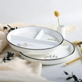 thumbnail image 4 of HAHDAXIA 1 PCS Ceramic Portion Control Plate Divided Dish for Healthy Eating and Weight Loss Divided Dessert Plate Salad Plate Dinner Plate-8 Inch-Cat and Birds, 4 of 7