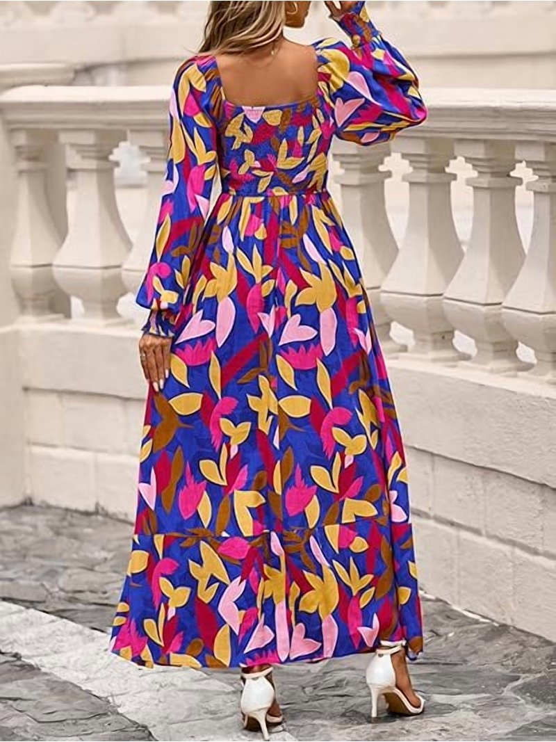 helena long sleeve floral maxi dress Ruched long sleeves Floral Long Sleeve Column Dress