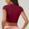 thumbnail image 4 of Lenpel Crop Workout Tops for Women Seamless Short Sleeve V Neck Slim Solid Color Yoga Athletic Shirts Cropped Gym Tees, 4 of 4