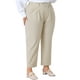 thumbnail image 4 of Pantalones de trabajo de oficina plisados para mujeres de tallas grandes Agnes Orinda, de cintura alta, rectos, casuales de negocios con bolsillo 1X color caqui claro, 4 of 5