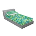 thumbnail image 2 of Ambesonne Abstract Fitted Sheet & Pillow Sham Set, Vector Pattern Flowers, Twinxl, Jade Green Lime Green, 2 of 2