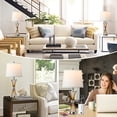 thumbnail image 2 of Tacoday Set of 2 glass table lamps for living room with 2 USB ports, 3-level adjustable touch bedroom light, modern brown amber nightstand light with 2 LED bulbs, perfect for modern style decoration., 2 of 7