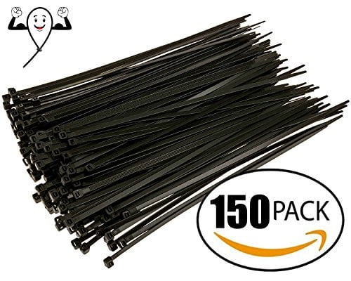 12 In Black Nylon Cable Wire Zip Ties Heavy Duty with 75 LB Tensile UV Resistant 