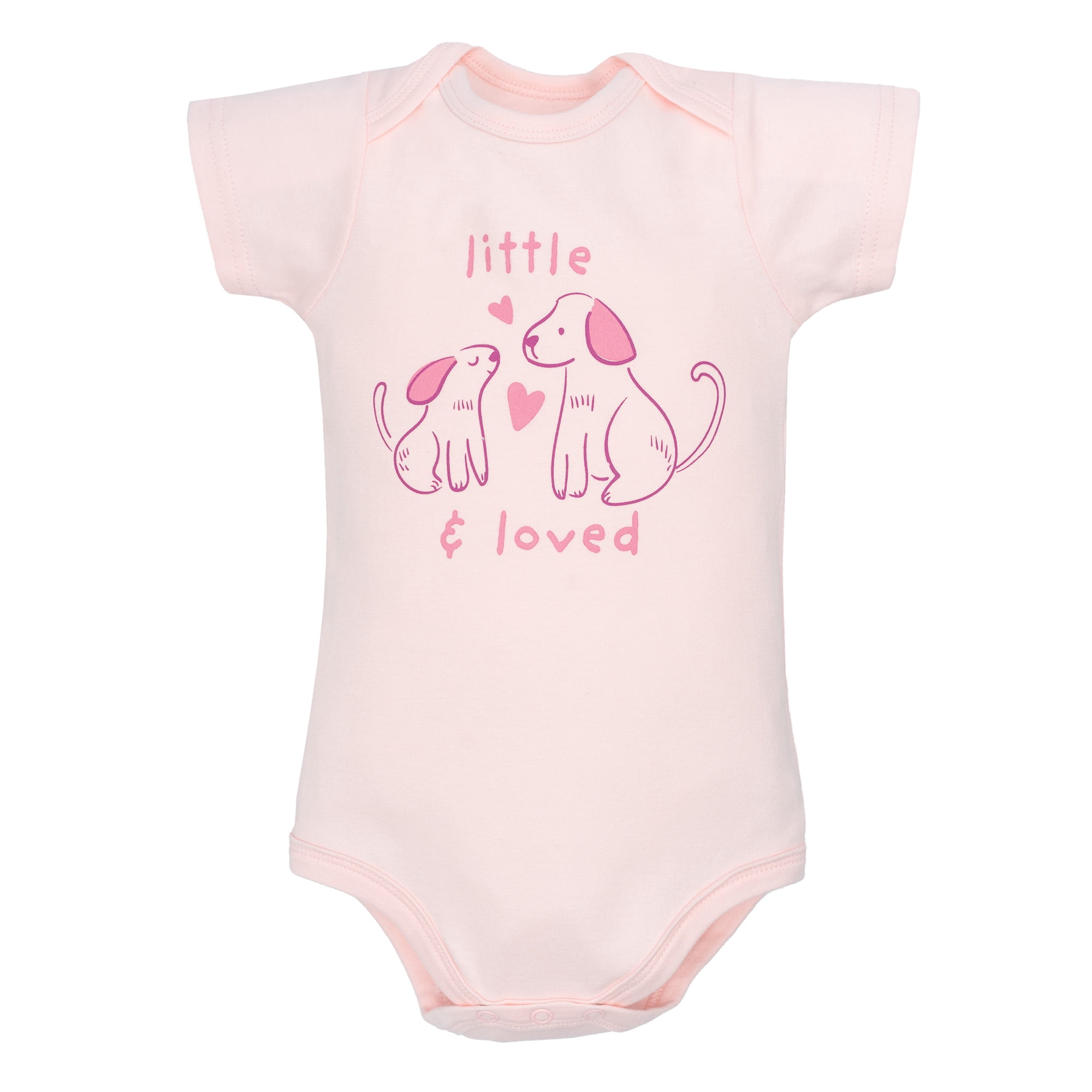 Hudson Baby Girl Cotton Bodysuits 3-Pack, Sweet Dog, 0-3 Months
