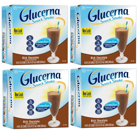 Glucerna, Rich Chocolate, Snack Shake, 8 Oz, 16 Ct (4 packs of 4 Ct)