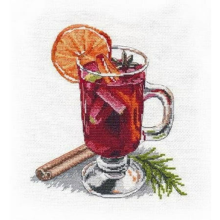UPC: 4680021532214 | Counted Cross Stitch Kit Mulled Wine 1337 Needlework Easy Small Red Drink Green By Oven Canvas Cotton