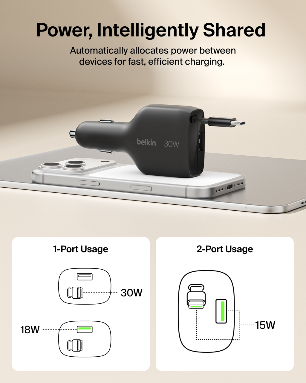 Belkin BoostCharge 30W USB-C Car Charger with Retractable Cable photo 6
