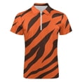 thumbnail image 4 of Wild Tiger Stripe Pattern Men Zipper T-shirt Summer Casual Short Sleeve T-shirt Top, 4 of 7