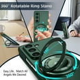 thumbnail image 4 of for Samsung Galaxy Z Fold 6 5G Folding Case, Magnetic 360 Rotating Ring Kickstand Frosted Hard PC Folding Case with Wireless Charging Compatibility for Samsung Galaxy Z Fold 6 5G, Darkgreen, 4 of 11