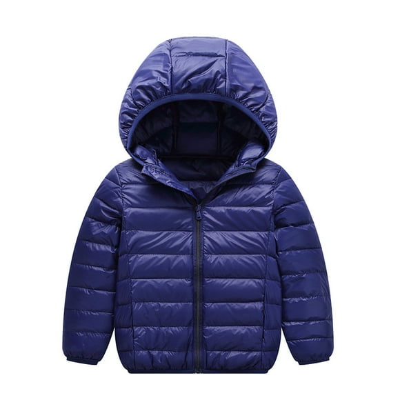 LUXUR Boy Hooded Neck Puffer Coat Lightweight Winter Down Jackets Royal Blue 150cm