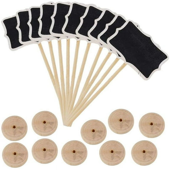 20 Pack Wood Mini Signs Stakes,Blackboards with Stands