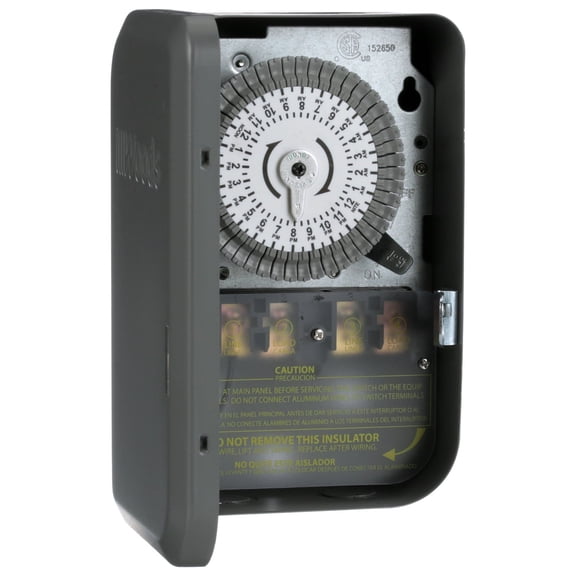 Woods 59104WD 208-277V 40A DPST Indoor 24-Hour Mechanical Time Switch Timer with Metal Box
