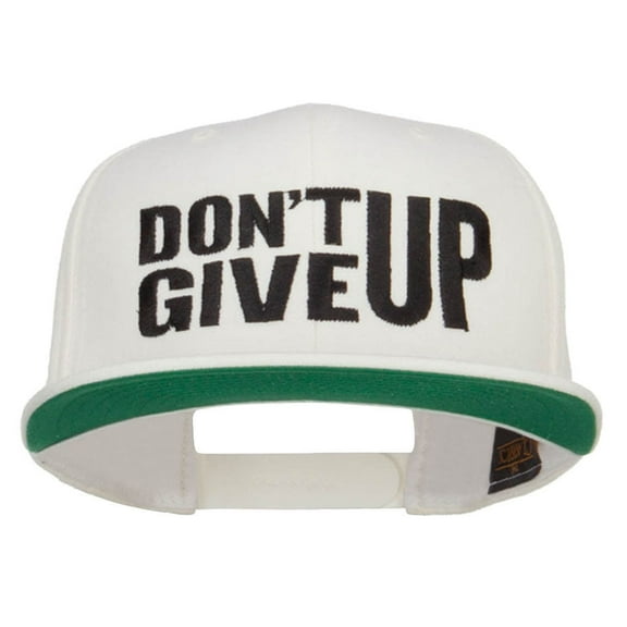 Don't Give Up Embroidered Snapback Cap - Natural OSFM