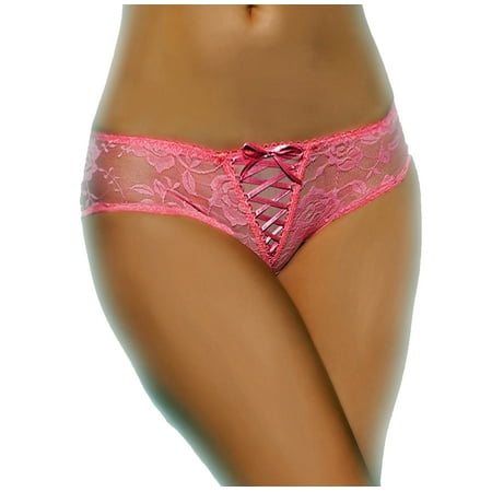 

Lacy Line Sexy Open Crotch Lace Panties With Lace Up Detail (Xlarge Pink)