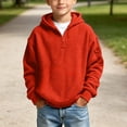thumbnail image 3 of Teylalorva Boys Girls Waffle Hooded Sweatshirt (3-14) Long Sleeve Half Zip Pullover Top with Pocket Red Size 11, 3 of 10