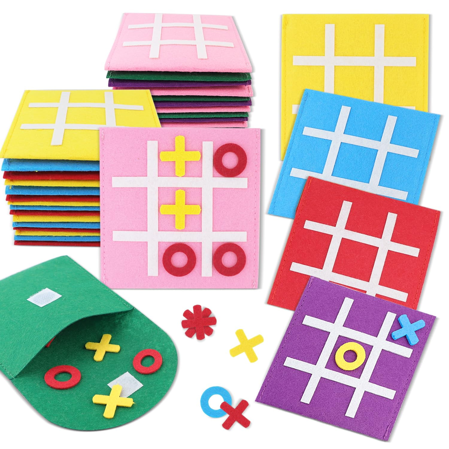 Pack De 4 Juegos De Tic Tac Toe De Fieltro – Multicolor, Ideal Para Regalar En Cumpleaños, Escuela Y Fiestas Infantiles