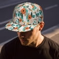 thumbnail image 4 of Blossom Snapback Hat, Flat Visor Cap with Tropical Flower & Leaves, Adjustable Hip Hop Style for Men & Women, 4 of 5