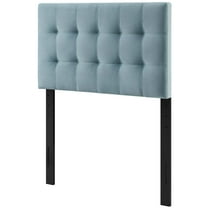 Contemporary Modern Urban Designer Bedroom Twin Size Tufted Headboard, Velvet Fabric, Light Blue